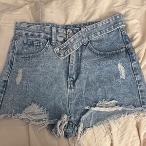 Hollister Light Blue Distressed Jean Shorts